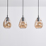 Modern pendant lamp in black with amber glass Faliste - 3-light