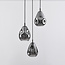 Designer lighting pendant lamp in black with smoked glass, 3-light - Lainas