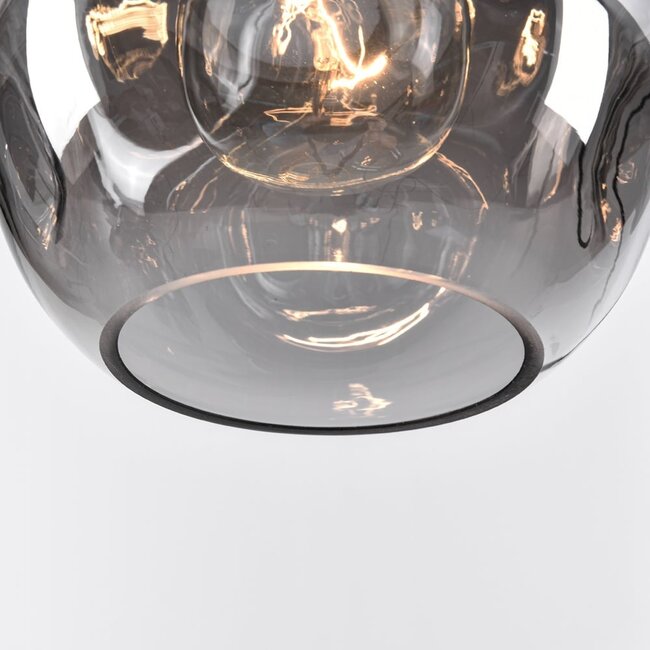 3-light pendant light Lainas - black with smoked glass