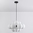 Modern pendant lamp, 12-light, black with opal white glass - Decadi