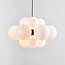 Modern pendant lamp, 12-light, black with opal white glass - Decadi