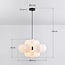 Modern pendant lamp, 12-light, black with opal white glass - Decadi
