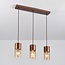 3-light pendant light Lungo - coffee brown and amber glass