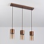 3-light pendant light Lungo - coffee brown and amber glass
