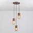 3-light designer coffee brown pendant lamp with Amber glass - Latte