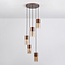 5-light designer pendant lamp in coffee brown with Amber glass - Cortado