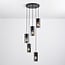 Industrial pendant lamp, black with smoked glass, 5-light - Cortado