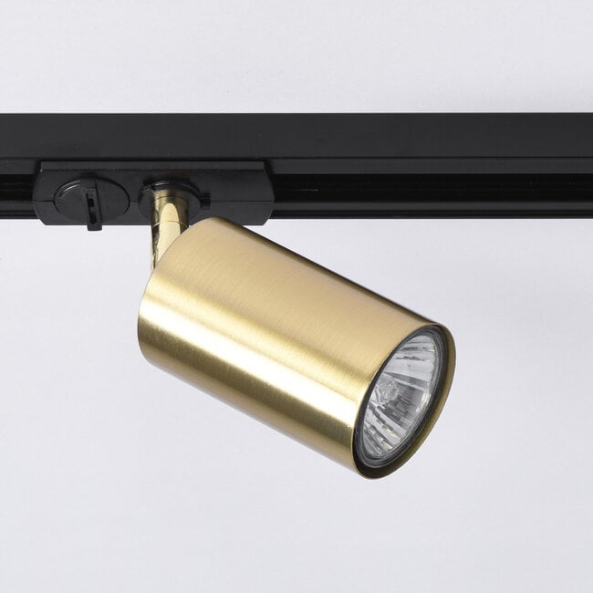 Modern 1.5 metre single-phase track lighting system with gold Mels spotlights - ceiling lights
