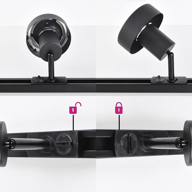 Modern 1.5 metre single-phase track lighting system with Joel spotlights - ceiling lights