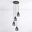 Pella pendant lamp, 4-light - black with smoked glass