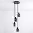 4-light pendant light Pella - black with smoked glass