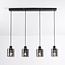 4-light pendant light Palaio - black with smoked glass