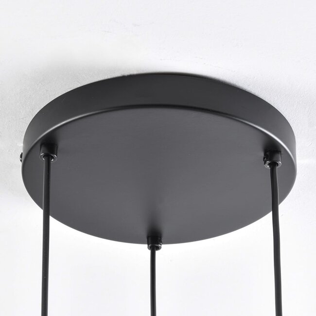 Modern pendant lamp with grey frosted glass, 3-light - Brinati