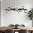 9-light pendant light Givree - black and grey frosted glass