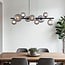 Design glass pendant light Givree, 9-light - black with grey frosted glass
