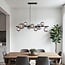 Design glass pendant light Givree, 9-light - black with grey frosted glass