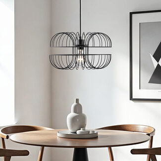 Industrial pendant lamp Hilo in black metal