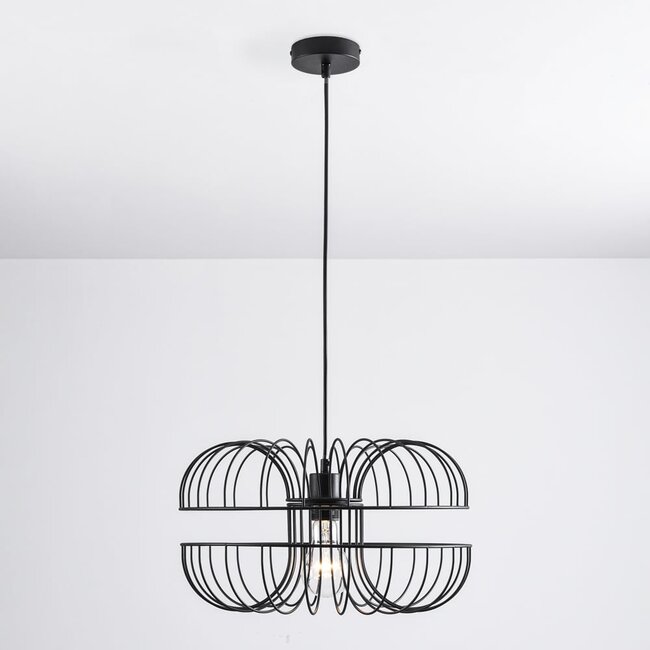Industrial pendant lamp Hilo in black metal