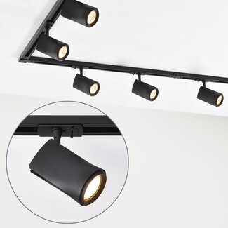 Modern 3-metre single-phase track lighting system with Lola spotlights - Black