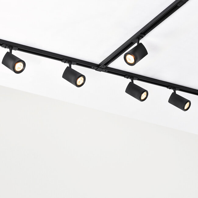 Modern 3-metre single-phase track lighting system with Lola spotlights - Black