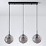 Modern black pendant lamp with 3D wavy smoked glass, 3-light - Carice