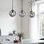 Modern black pendant lamp with 3D wavy smoked glass, 3-light - Carice
