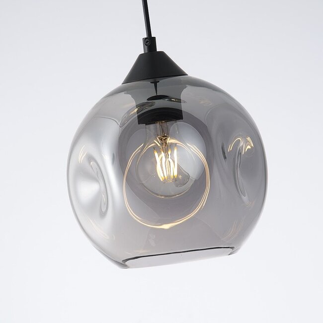 Hanging lamp with organic shape smoked glass, 3-light - Fajah