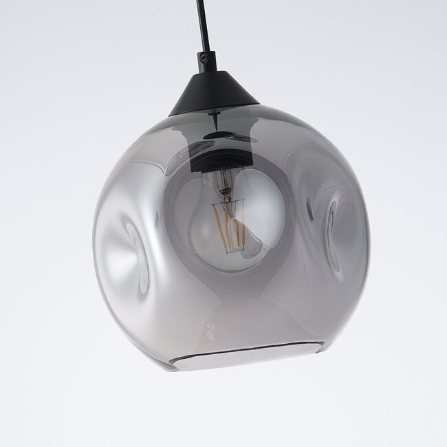 Hanging lamp with organic shape smoked glass, 3-light - Fajah