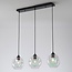 3-light pendant light Fayen - black with mother-of-pearl glass