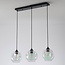 3-light pendant light Fayen - black with mother-of-pearl glass