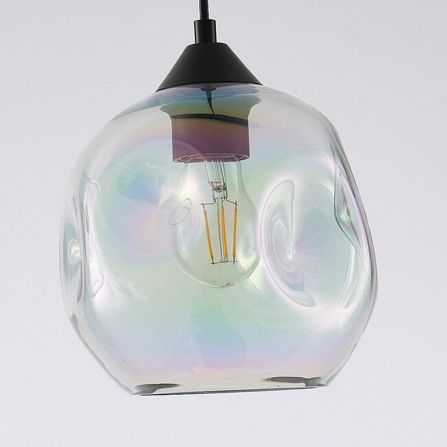 Modern pendant lamp Fayen black with mother-of-pearl glass, 3-light