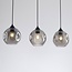 3-light pendant lamp Fayen Black with wavy smoked glass