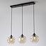 3-light modern pendant lamp Fayen Black with organic shape cognac glass
