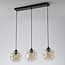 3-light modern pendant lamp Fayen Black with organic shape cognac glass