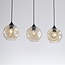 3-light pendant light Fayen - black with cognac glass