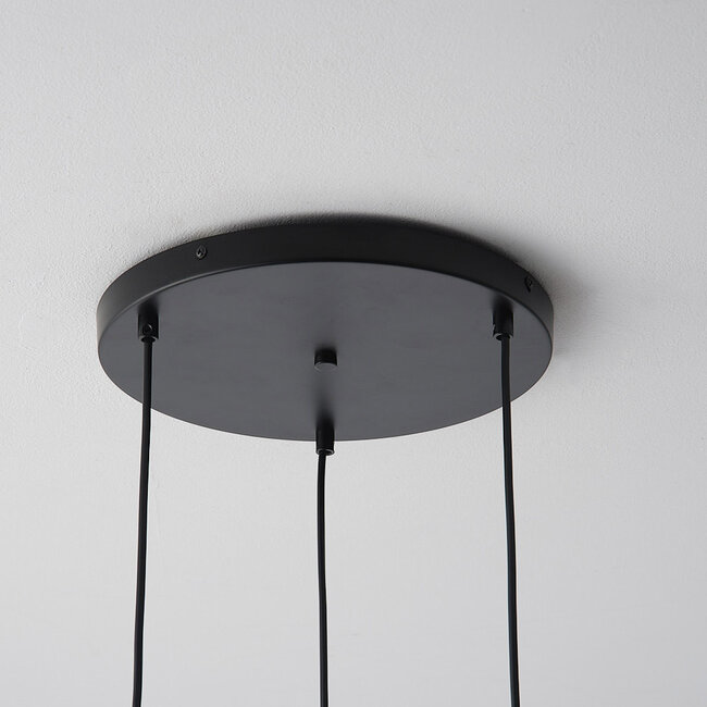 Fajah Black Designer lighting with organic shape mother-of-pearl glass, 3-light