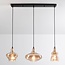 3-light pendant light Maracas - black with amber glass