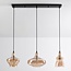 3-light pendant light Maracas - black with amber glass