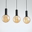 3-light pendant light Anglia - black with amber glass