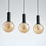 3-light pendant light Anglia - black with amber glass