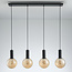 4-light Black pendant lamp with Amber glass - Anglia