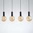 4-light Black pendant lamp with Amber glass - Anglia