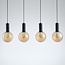 4-light pendant light Anglia - black with amber glass