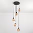 5-light pendant lamp with Amber glass - Glendale