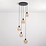5-light pendant light Glendale - amber glass