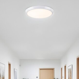 White flush ceiling lights Ø25.5 cm with emergency unit and CCT switch 3000/4000/6000K