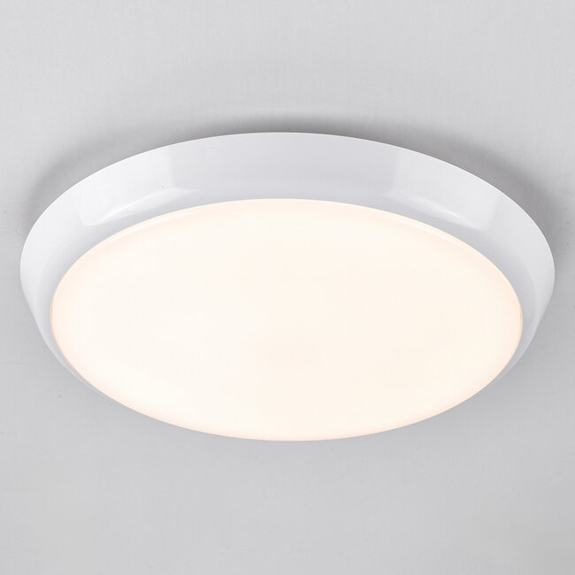White flush ceiling lights Ø25.5 cm with emergency unit and CCT switch 3000/4000/6000K