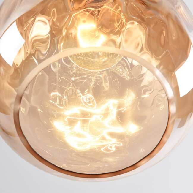 1-light pendant lamp Verona amber - teardrop bulging glass