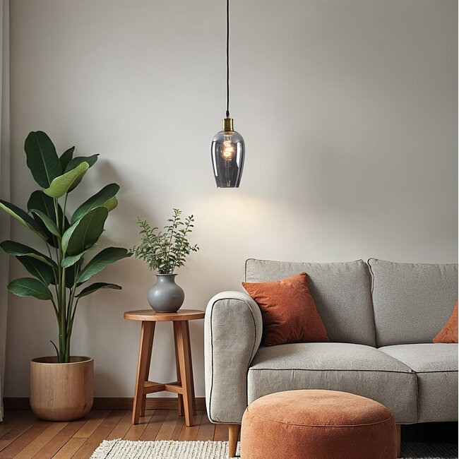 -light pendant lamp Verona smoked glass - elongated smooth glass