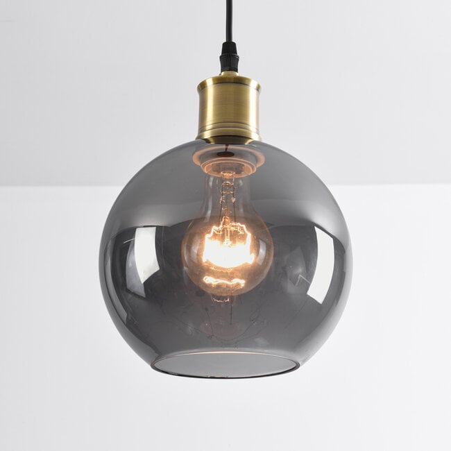1-light pendant light Verona - round smoked glass